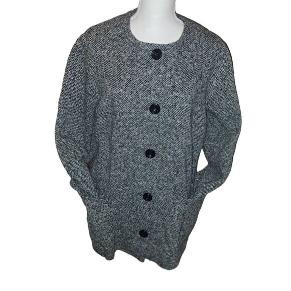 SALE!!! NEW - Large made in Ireland-Black Tweed wool Button Front Jacket & Scarf - Picture 5 of 10